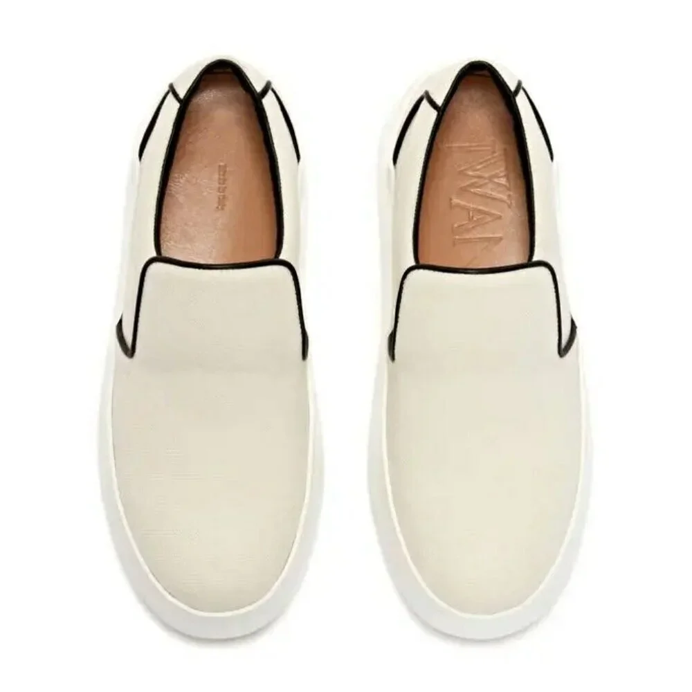 JW Anderson Men's Slip-Ons Natural Canvas Sneakers Size 44 (MSRP $595)